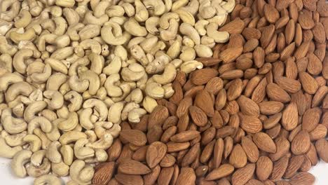 almond with mixed nuts rotate closeup