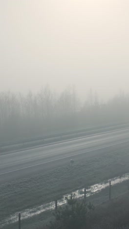 foggy morning highway scene