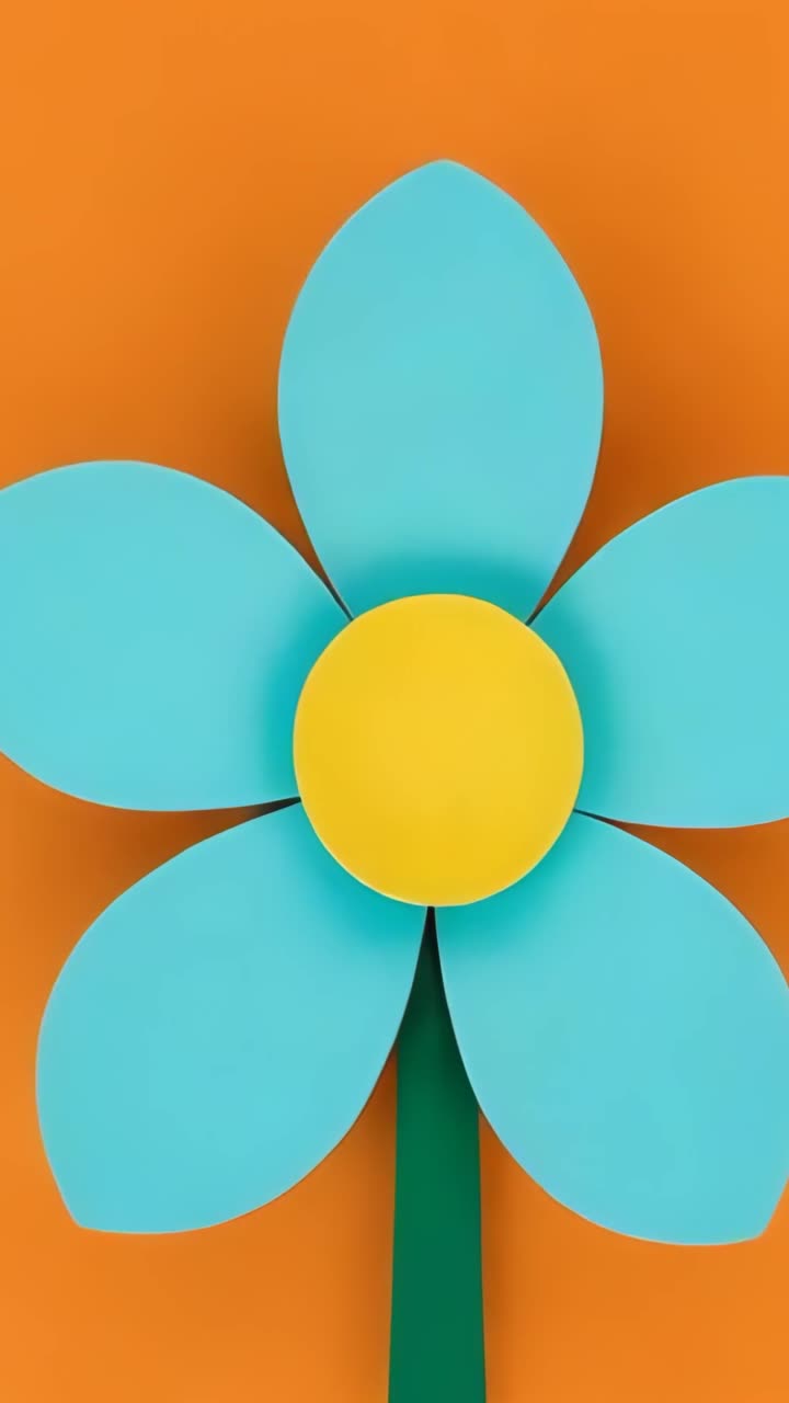 Vertical video: Strip sliding on orange, petals unfolding revealing yellow center green stem