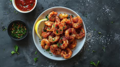 fried shrimp with lemon and parsley