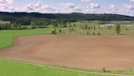 2-monatiger-Luftaufnahmen-Zeitraffer-Frontwischvorgang-Von-Feldfrüchten,-Die-Auf-Einem-Gepflügten-Feld-Wachsen