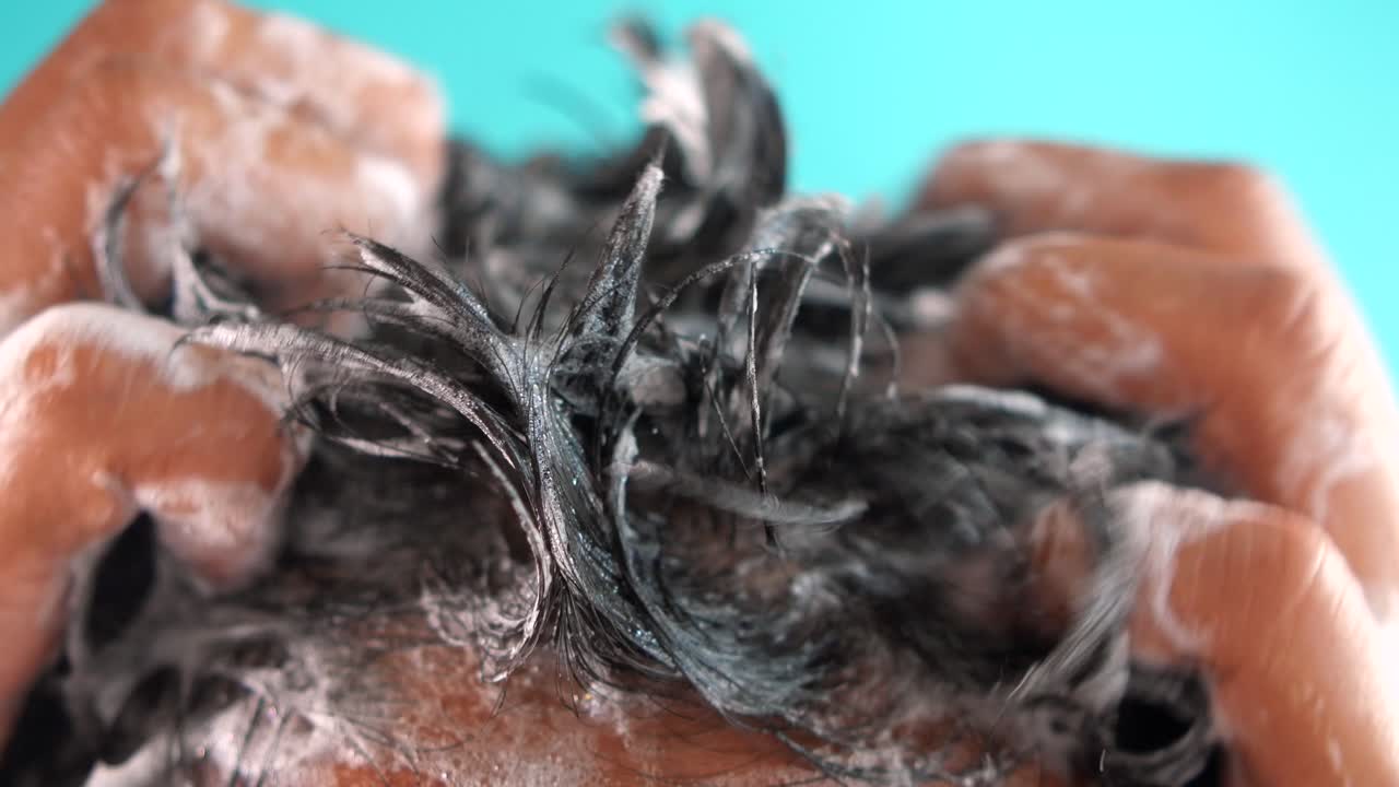 푸 로 머리 를 는 사람 의 클로즈업