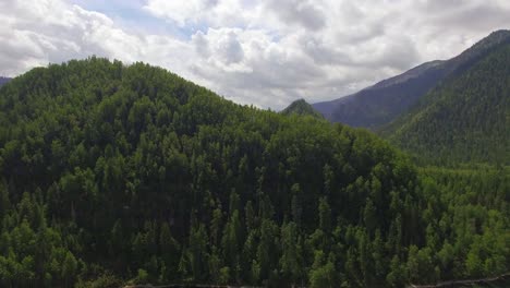 aerial photography. heavenly landscape of the landscape with a mountain lake in siberia near lake baikal. warm lake of the snezhnaya river. vydrino