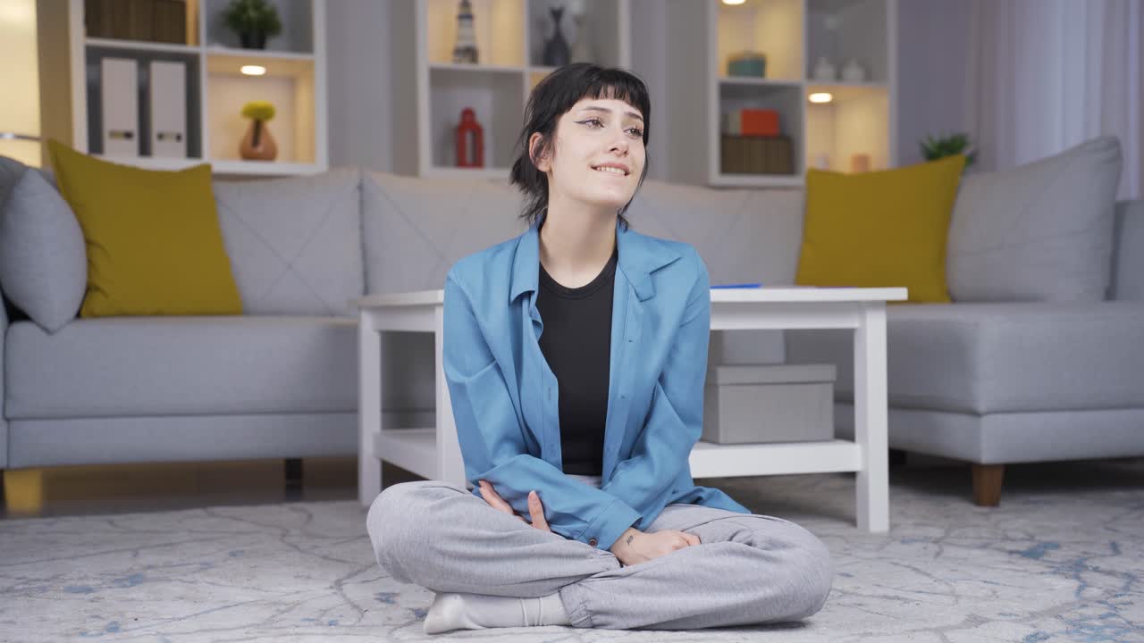 가족 문제가 있는 젊은 여성입니다.