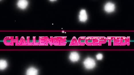 Animation-Des-Textes-„Herausforderung-Angenommen“-über-Hellen-Flecken-Auf-Schwarzem-Hintergrund
