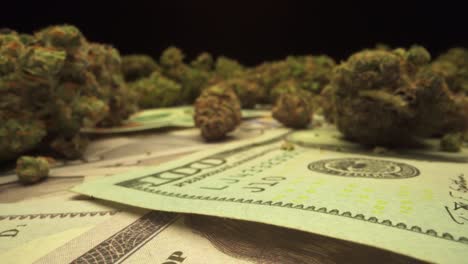 Makroaufnahme-Der-Marihuana-Knospe-Auf-Hundert-Dollar-Scheine