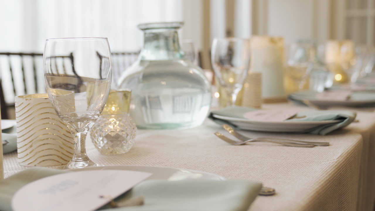 juego de mesa de comedor listo para invitados a la boda