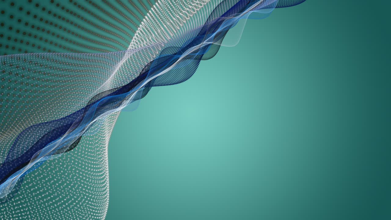 Fantastic animation with particle wave object in slow motion and space for text, 4096x2304 loop 4K