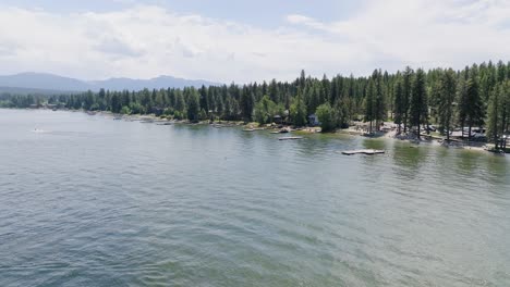 aerial view of payette lake in mccall idaho 4k