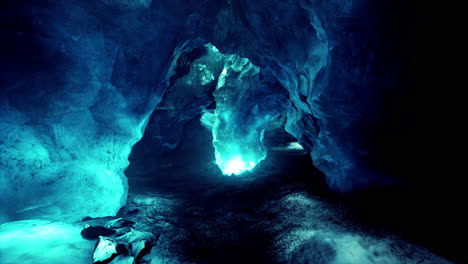 interior shot of ice glacier cave