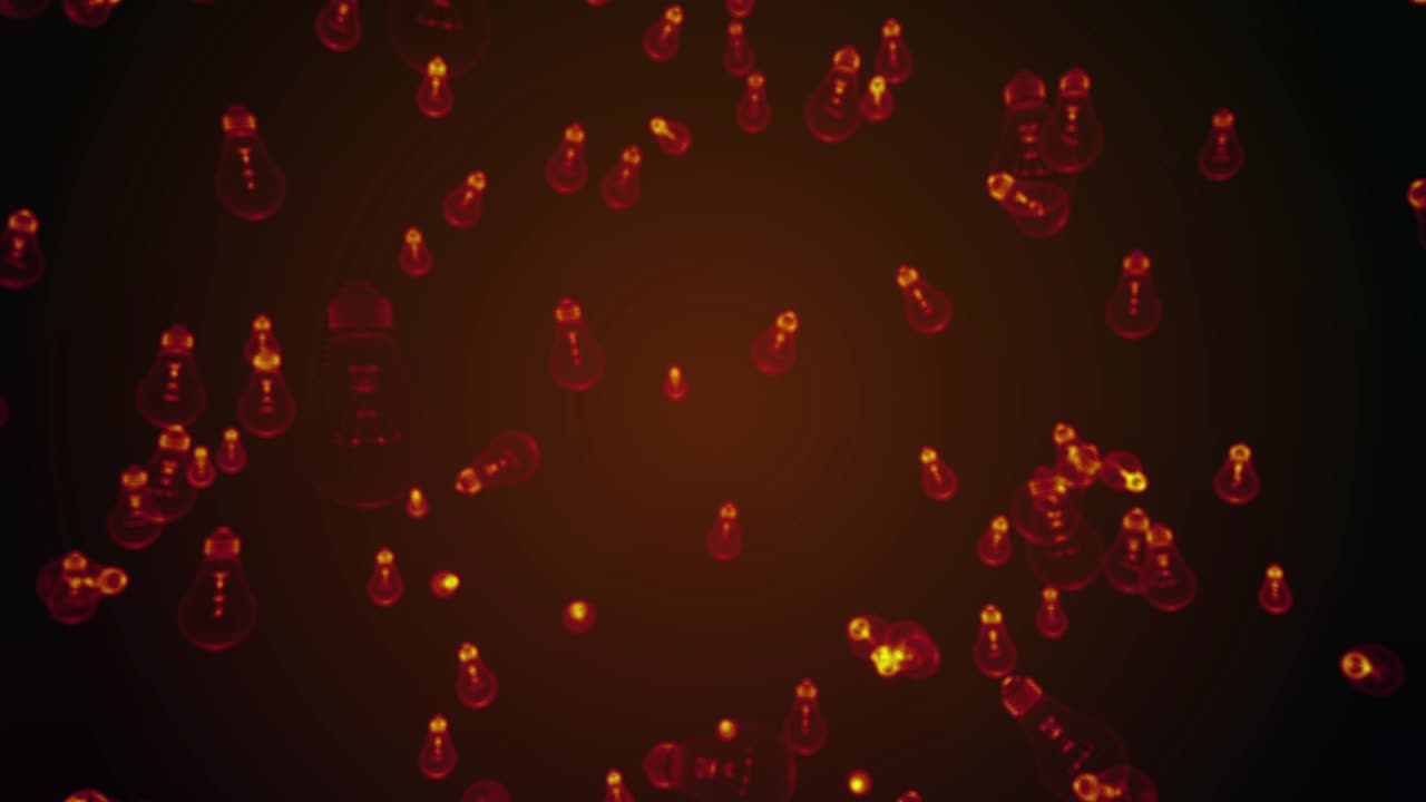 3D Motion Background – Wireframe Light Blubs