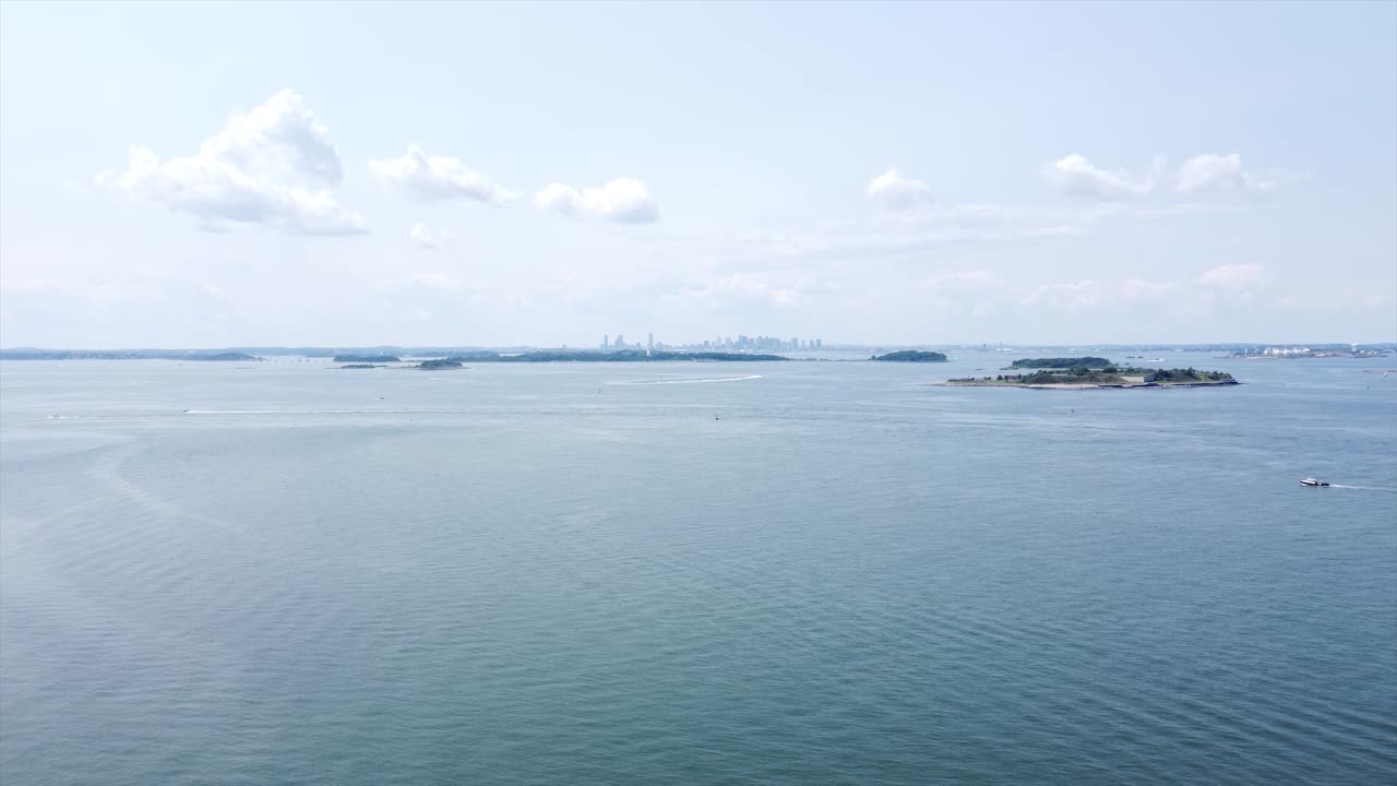 멀리서 본 매사추세츠 보스턴 스카이라인