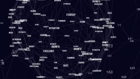 animación de la red de conexiones con palabras digitales