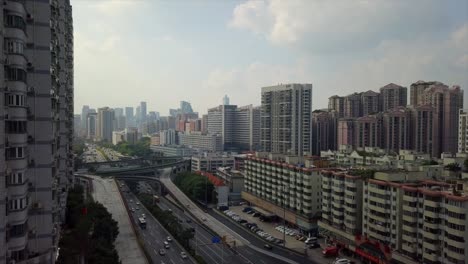 china guangzhou cityscape sunny day traffic road junction aerial panorama 4k