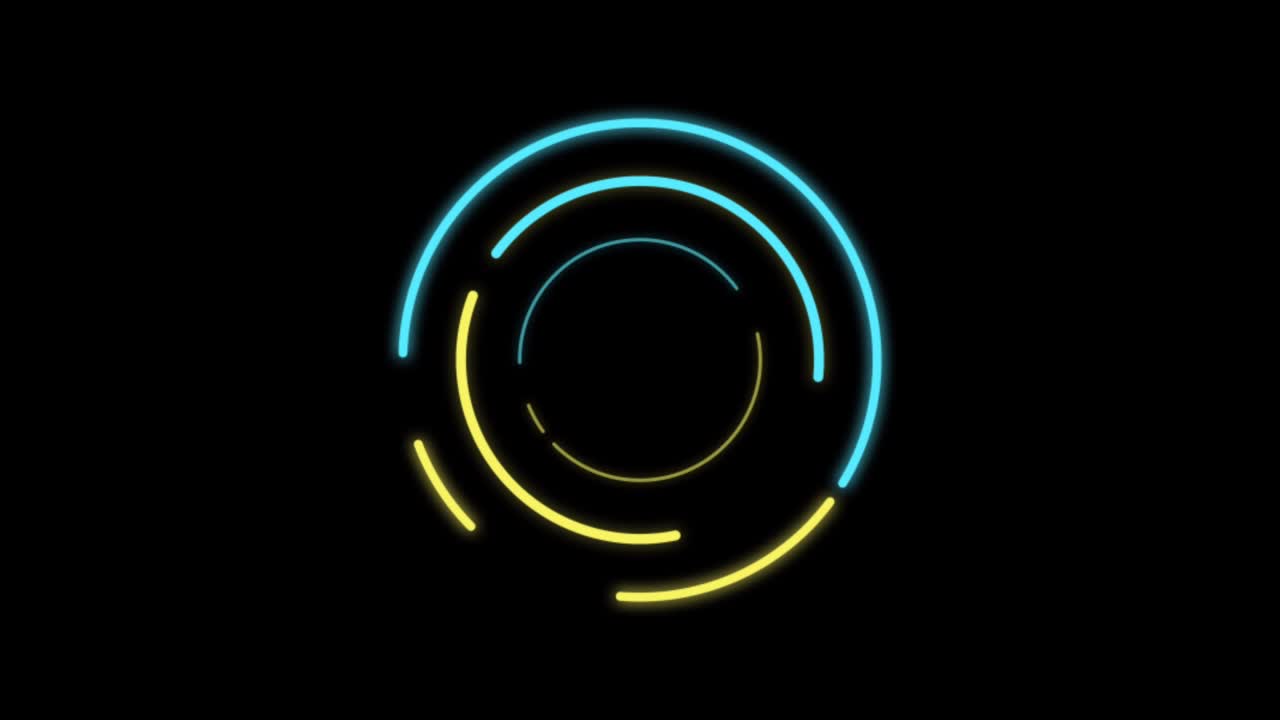 Animation geometry colorful light glowing isolate with black background.