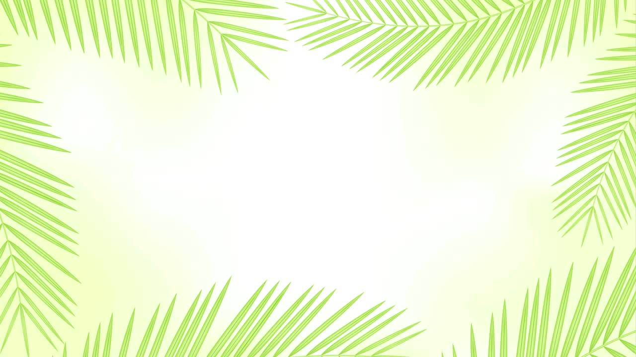 Coconut palm leaves frame moving by the wind looping and copy space animation 4K on blur green background with alpha channel