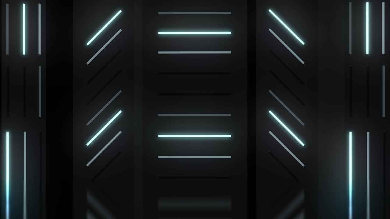 Neon Light Geometric Wall Design