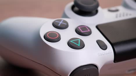 close-up of a white playstation controller