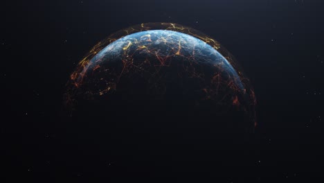 Futuristischer-Globus-Oder-Erde-Mit-Netzwerkverbindungslinie---Animation