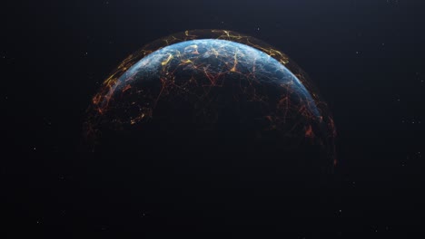 futuristic globe or earth with network connection line - animation