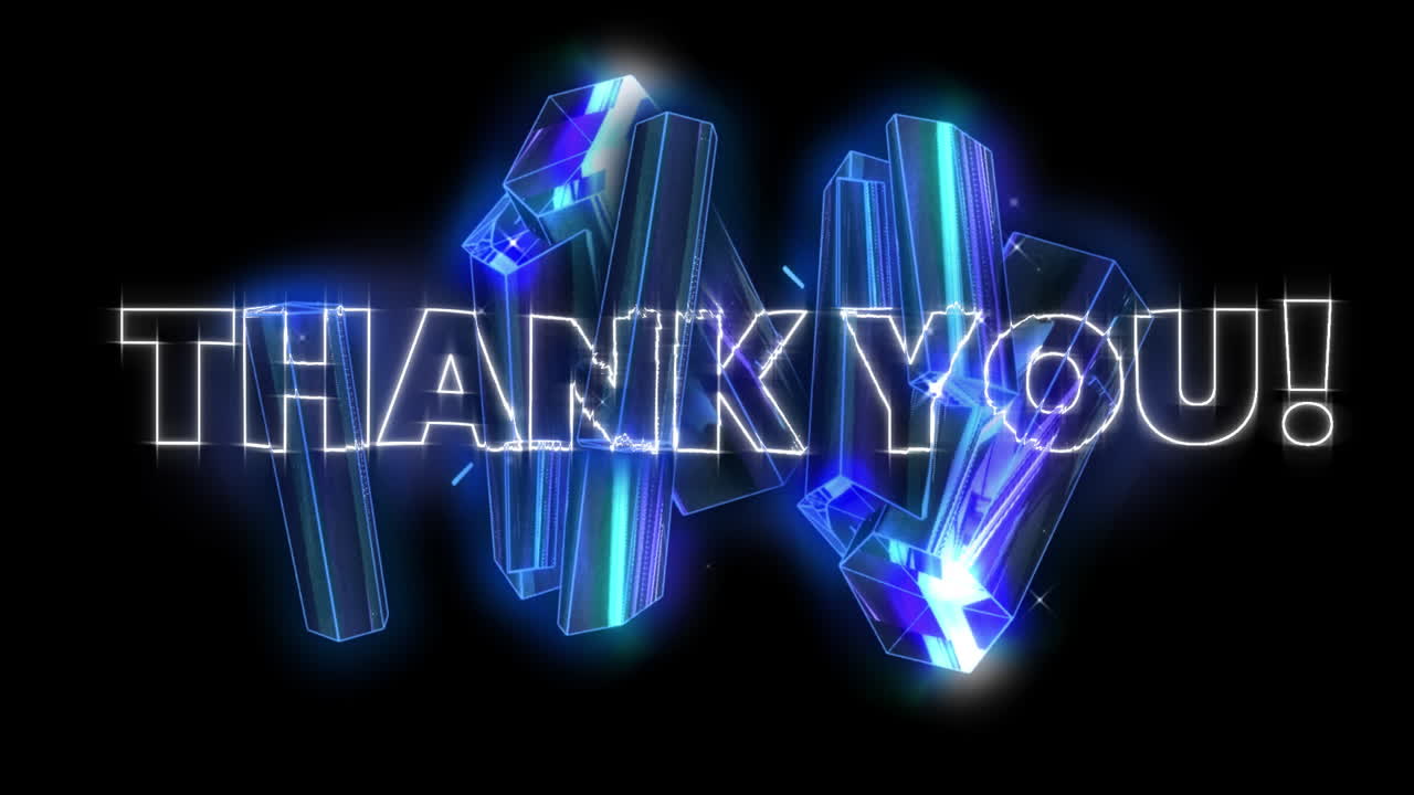 애니메이션 빈티지 비디오 게임 화면에 감사하다는 글이 적혀 있습니다.