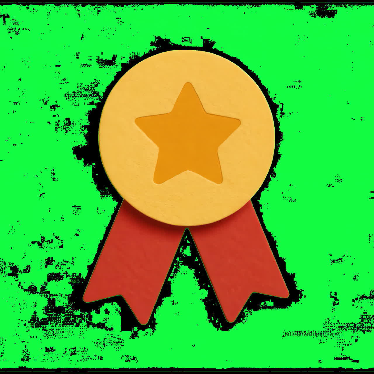 Award ribbon with star animation isolated asset, transparent 4K video, alpha channel, ProRes 4444