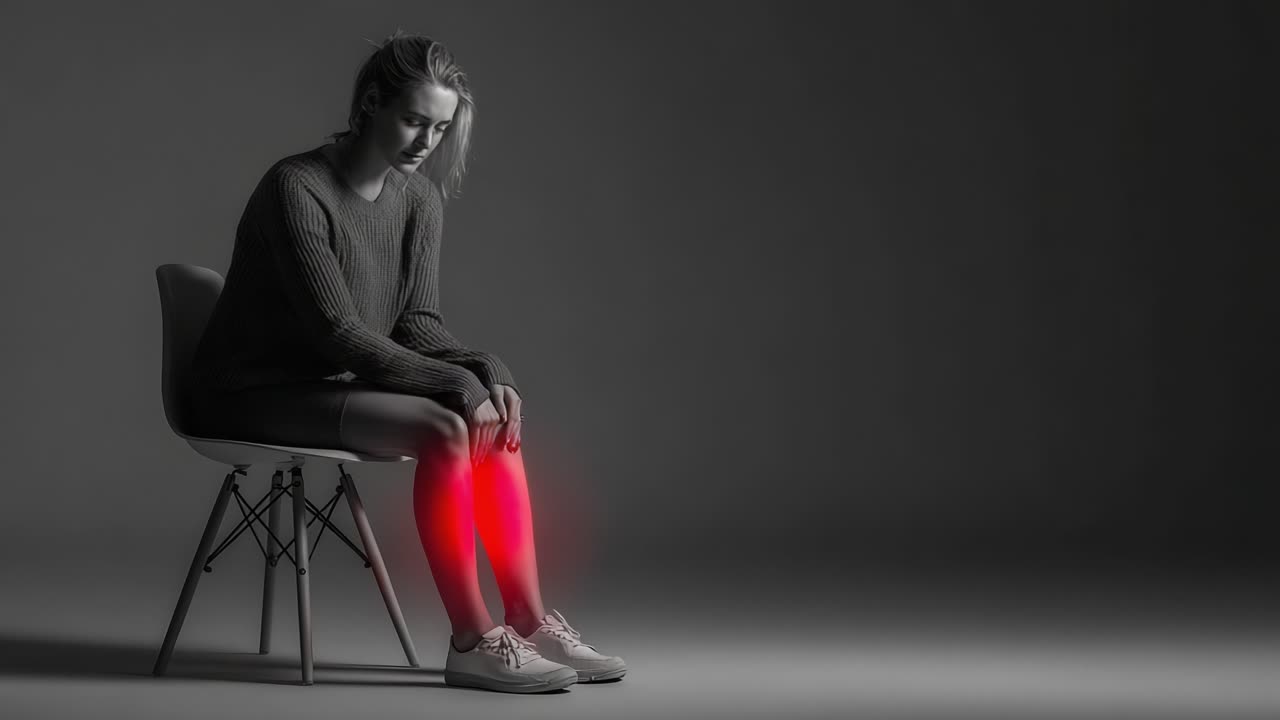 Exploring the Struggles of Joint Pain: A Reflective Moment Captured in Two Frames Showing Discomfort in the Knee and Leg, Symbolizing a Journey of Healing and Resilience