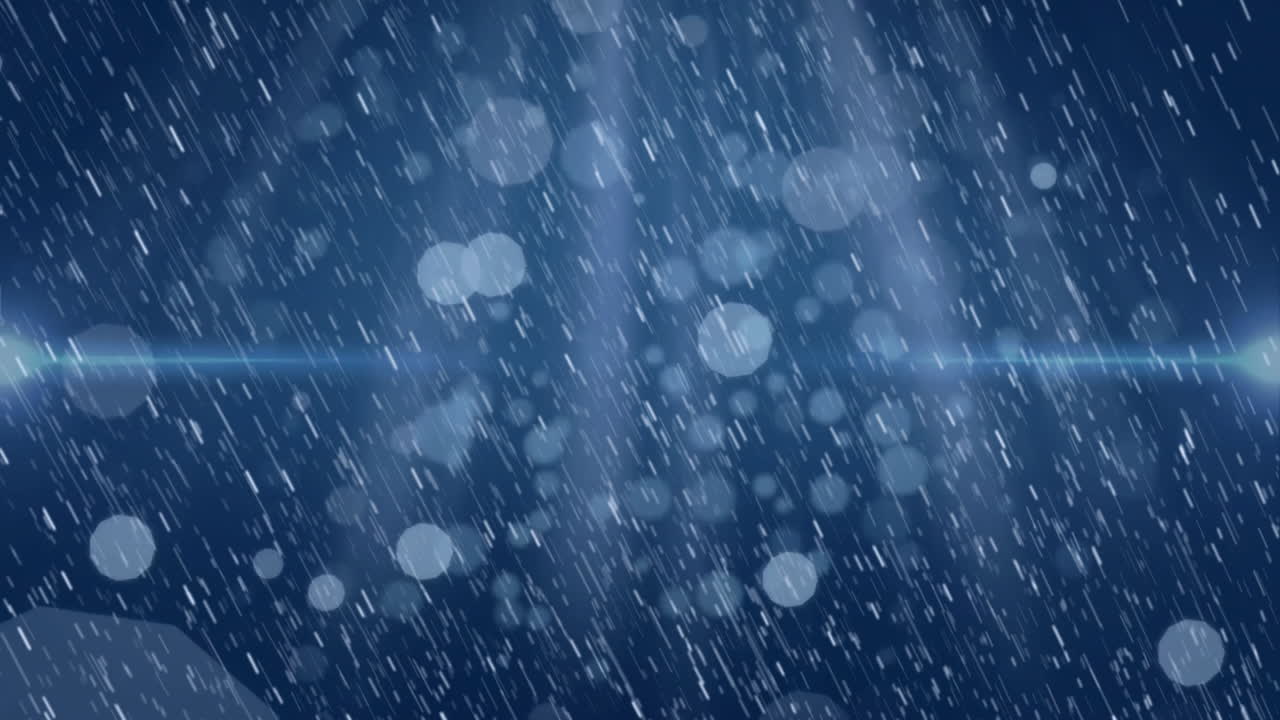 Rain falling with bokeh light effects creating serene animation atmosphere