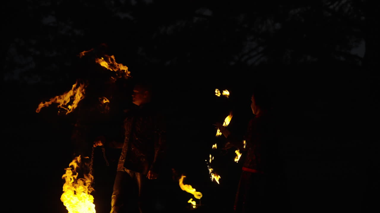 Fire Jugglers at Night