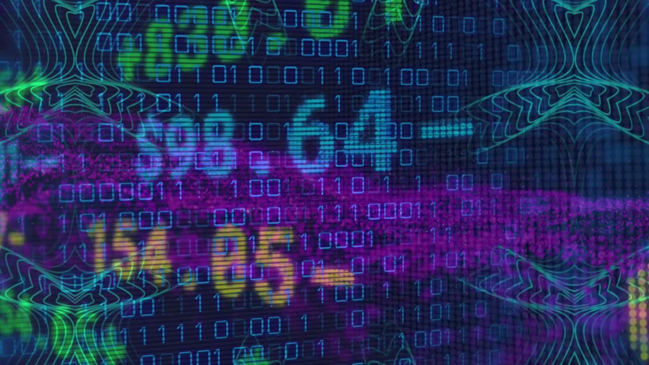 animación de codificación binaria y procesamiento de datos financieros