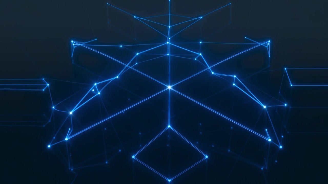 Abstract Digital Network Connecting Points and Lines in Blue