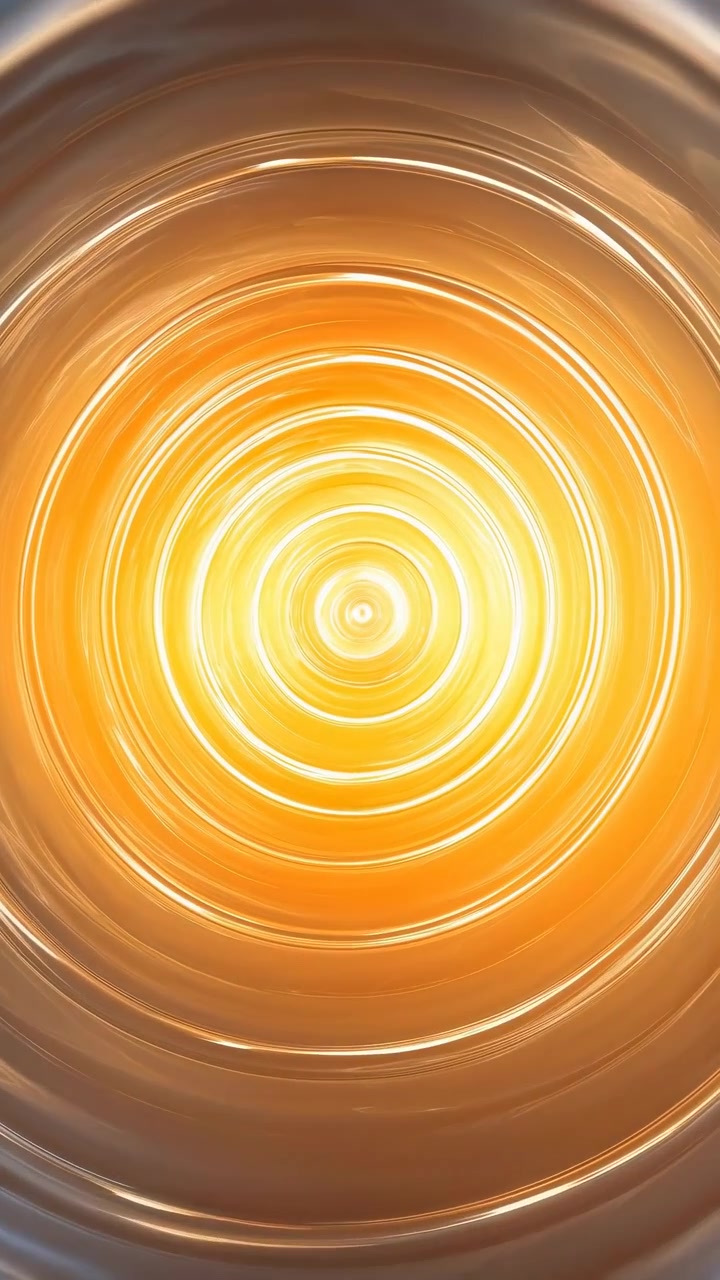 Bright concentric rings rotate and shift through blue and orange tones with smooth flowing movement, layered curves, glowing highlights, and abstract motion filling frame throughout.