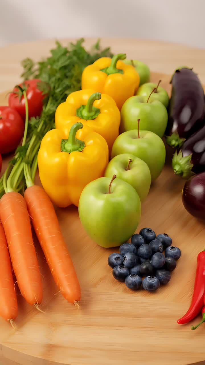 Frutta e verdura fresca biologica 4K.