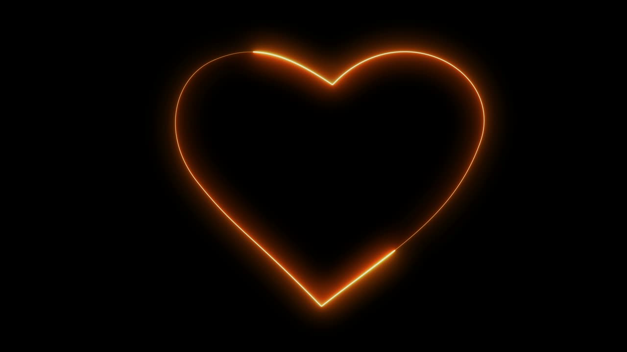 Effetti di Bagliore Dinamici del Contorno del Cuore su Sfondo Nero