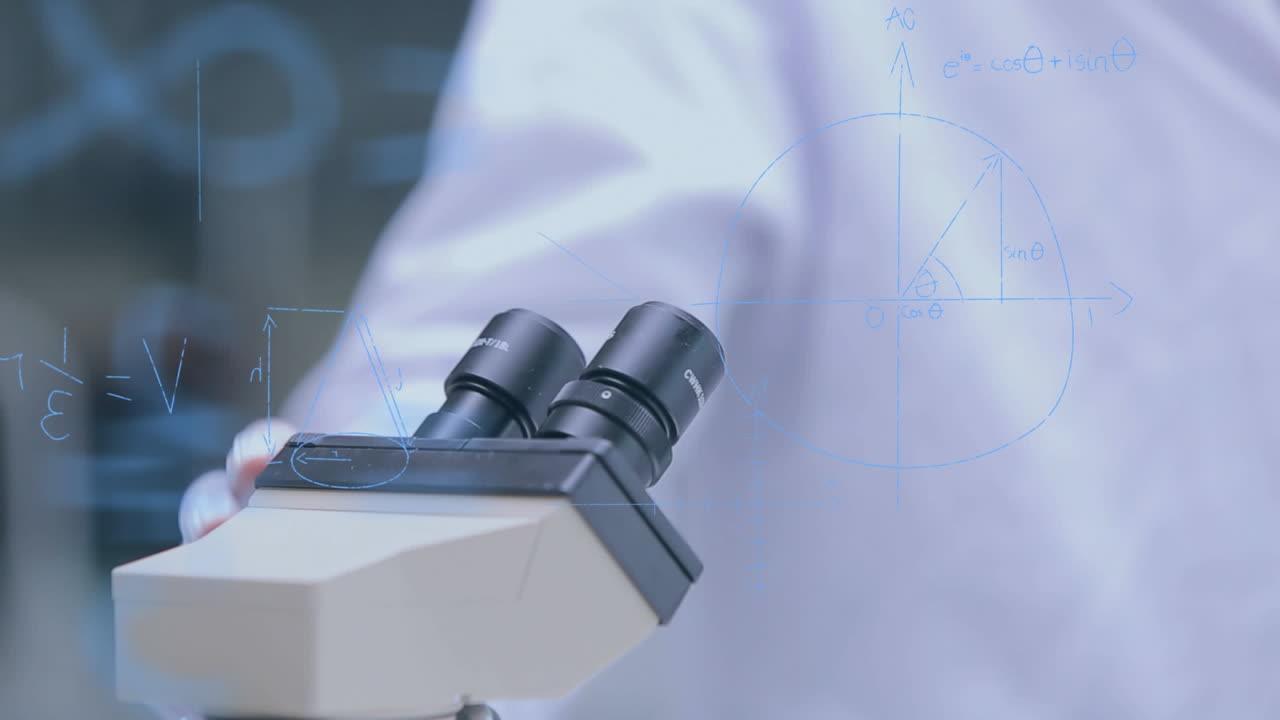 科学者が ⁇ 微鏡で研究している