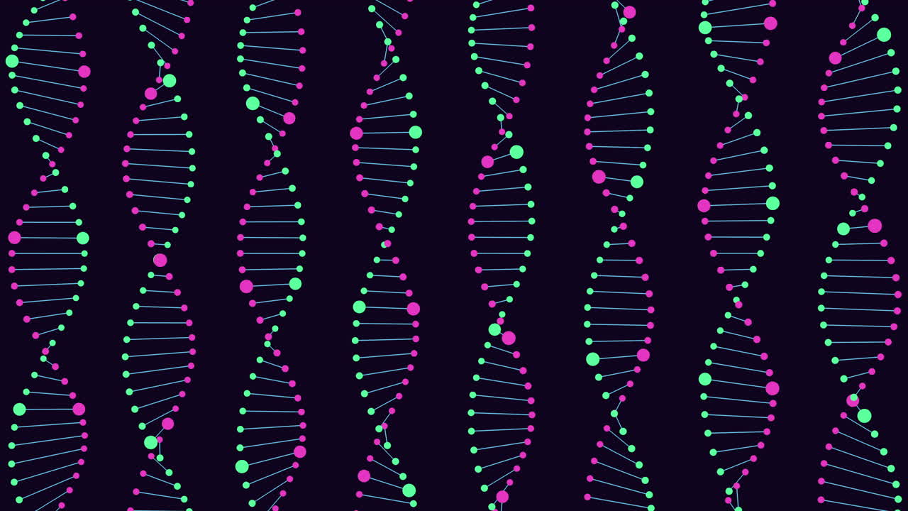 Stunning blue and orange dna strand pattern on black background