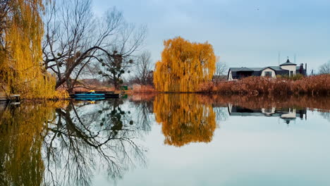 autumn canal reflection