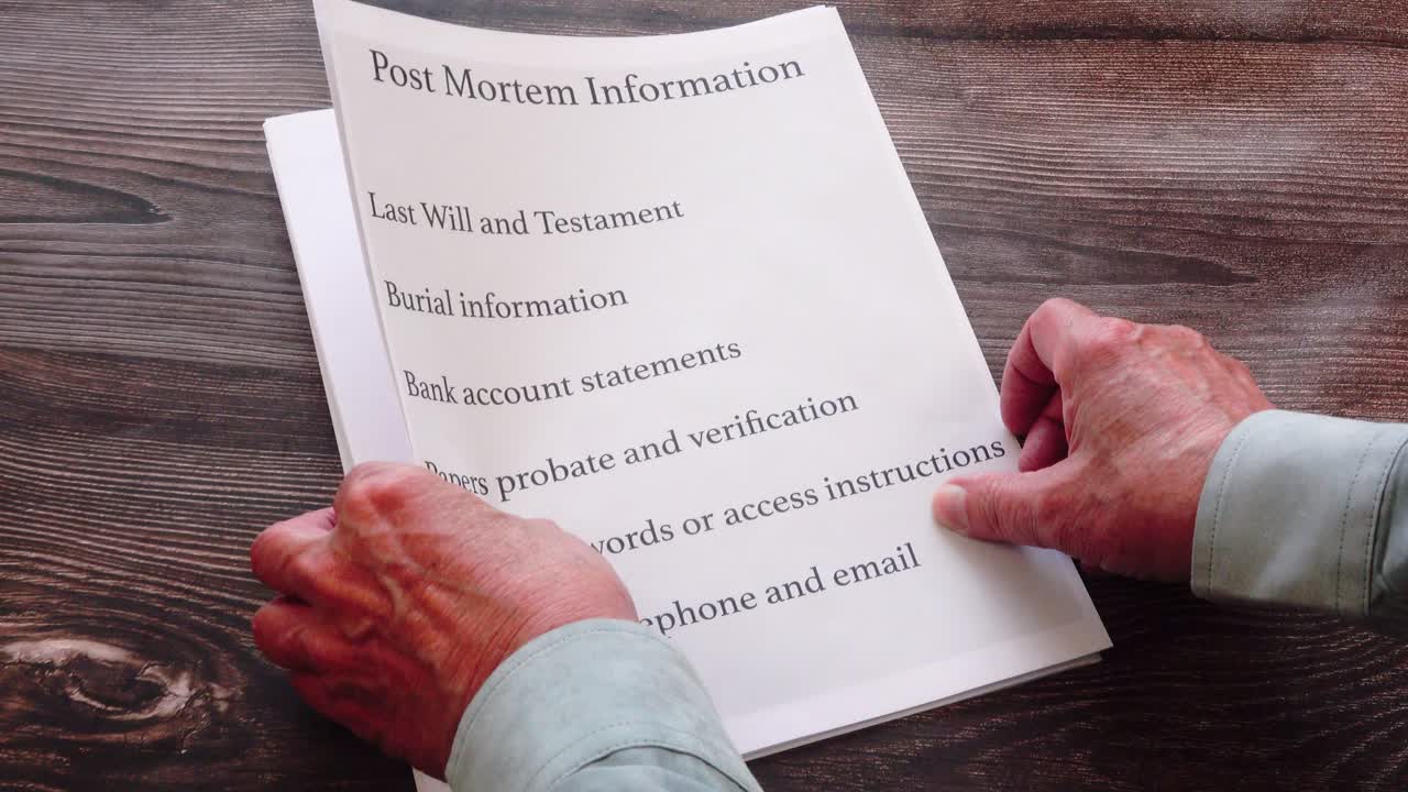 List needed for the Estate checklist needed to cover aspects needed before passing