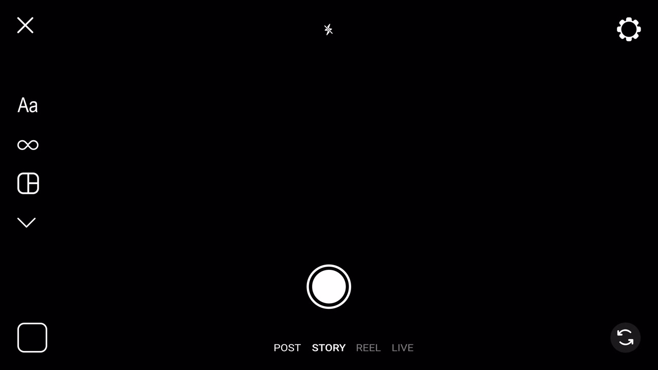 Schermata di acquisizione foto per Storie di Instagram.