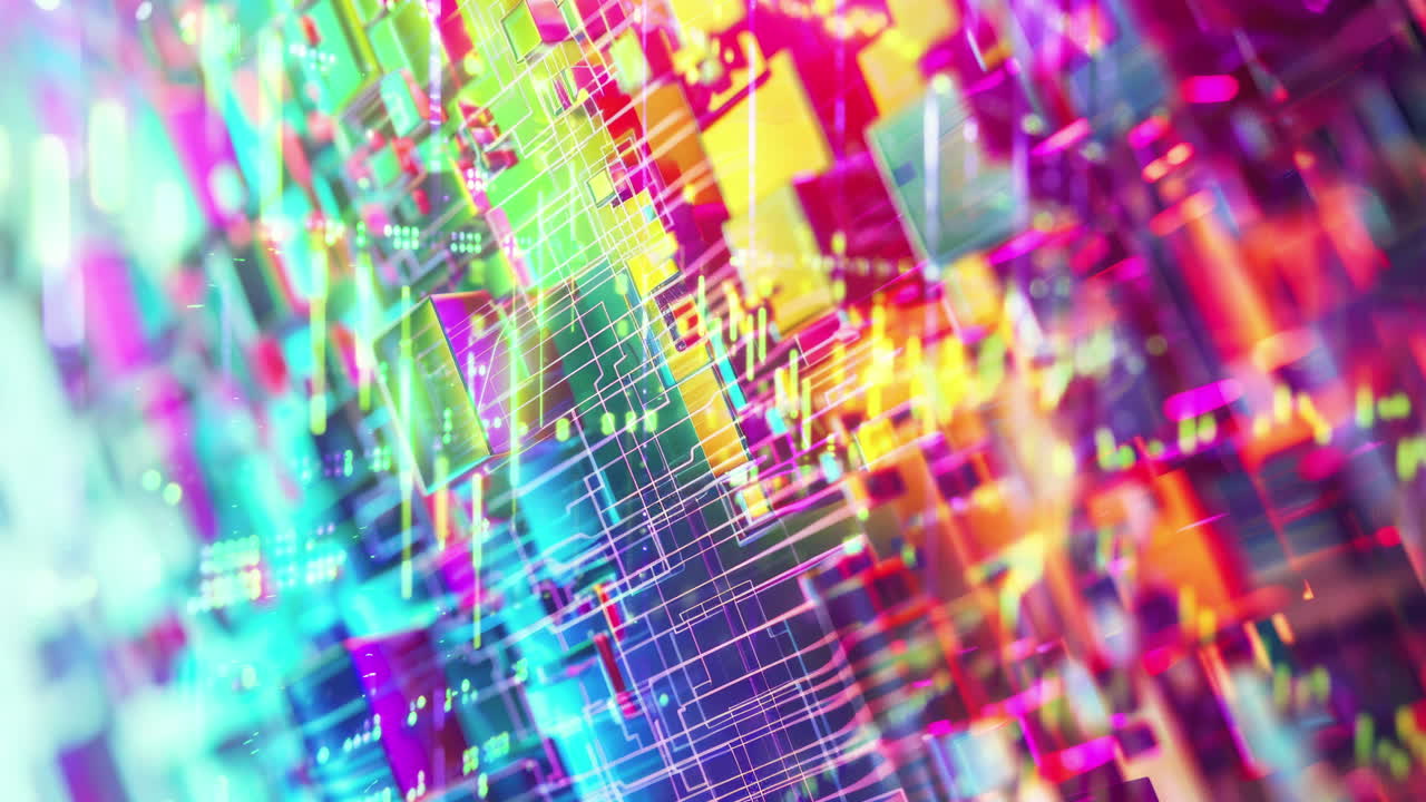 생성 ai로 만든 데이터와 코드의 추상적인 도시 장면