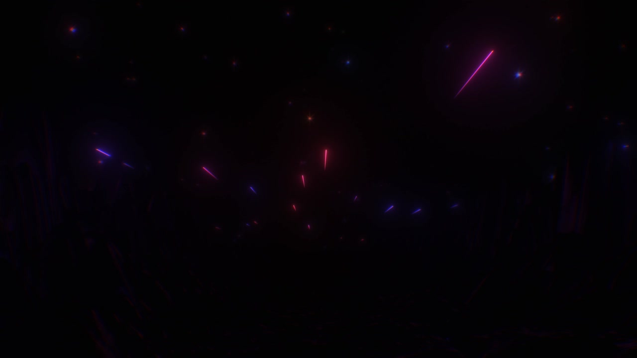 neon rayo láser cometa estrellas fugaz volar en el reflejo del cielo nocturno - 4k movimiento de bucle sin costuras animación de fondo