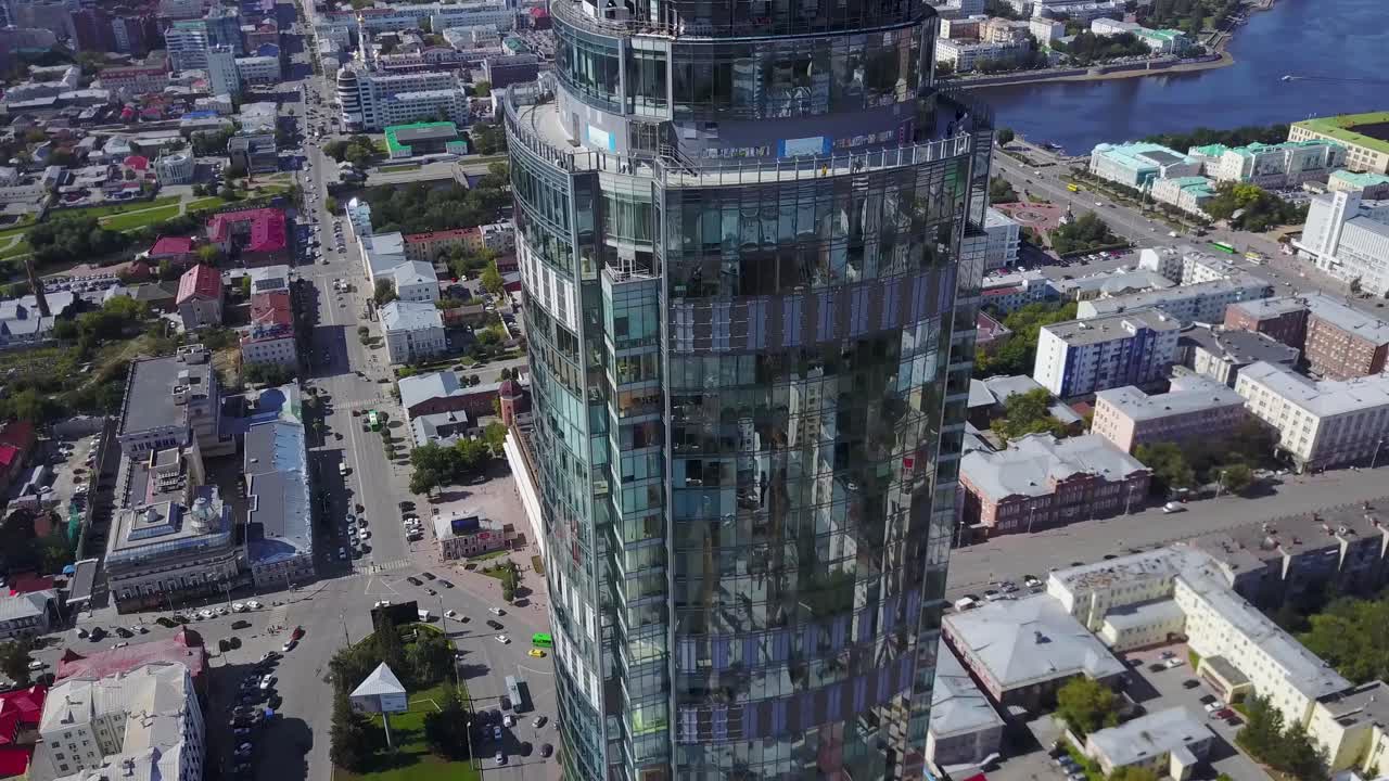 도시 의 현대적 인 초고층 건물 의 공중 사진