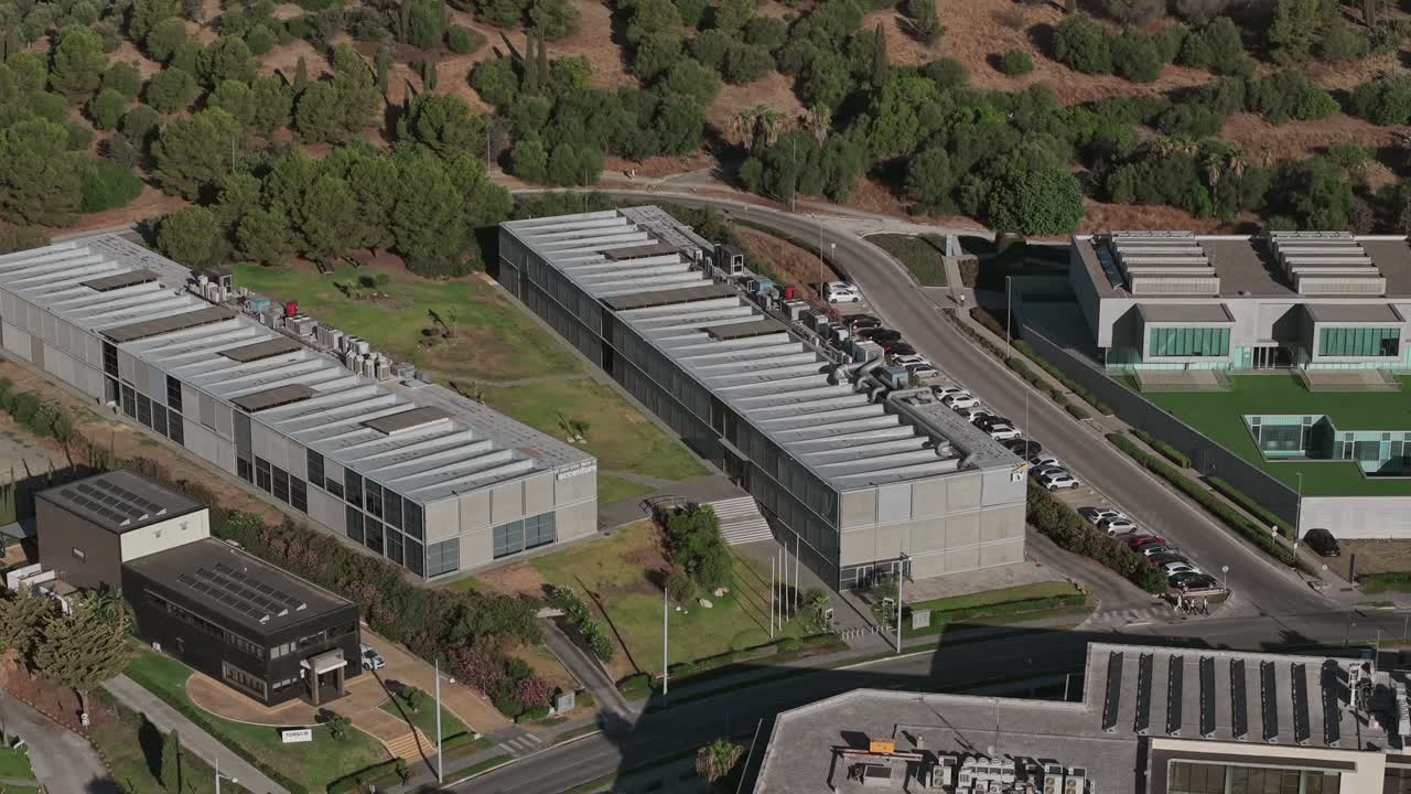 aerial view of modern industrial and office complex in spain