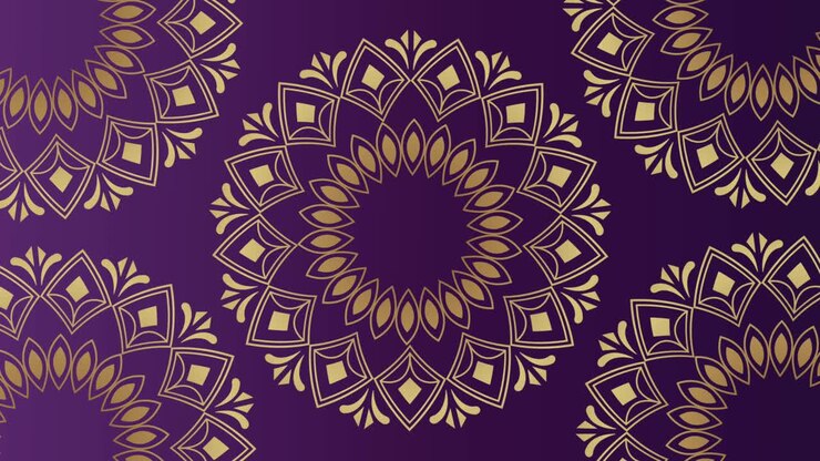 Motivo Mandala Oro su Sfondo Viola