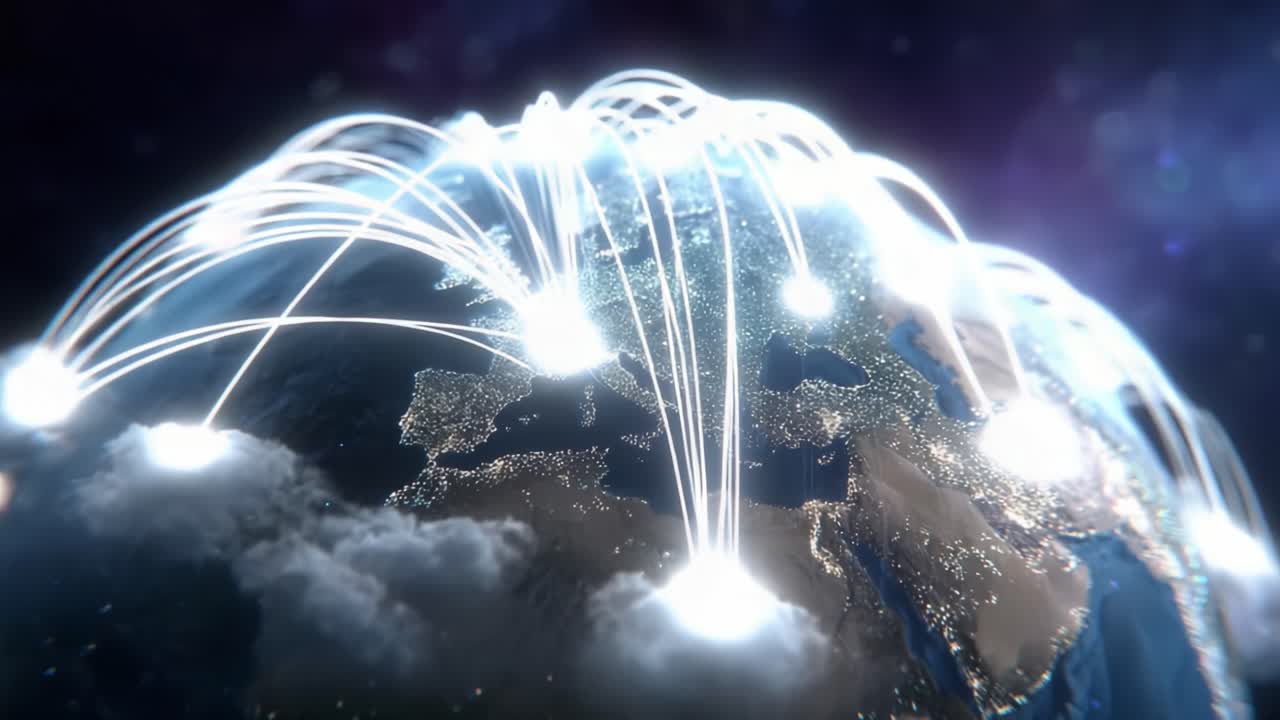 A Stunning Visualization of Global Connectivity Highlighting Interconnected Networks Across Europe and Beyond, Signifying the Power of Modern Communication Technology