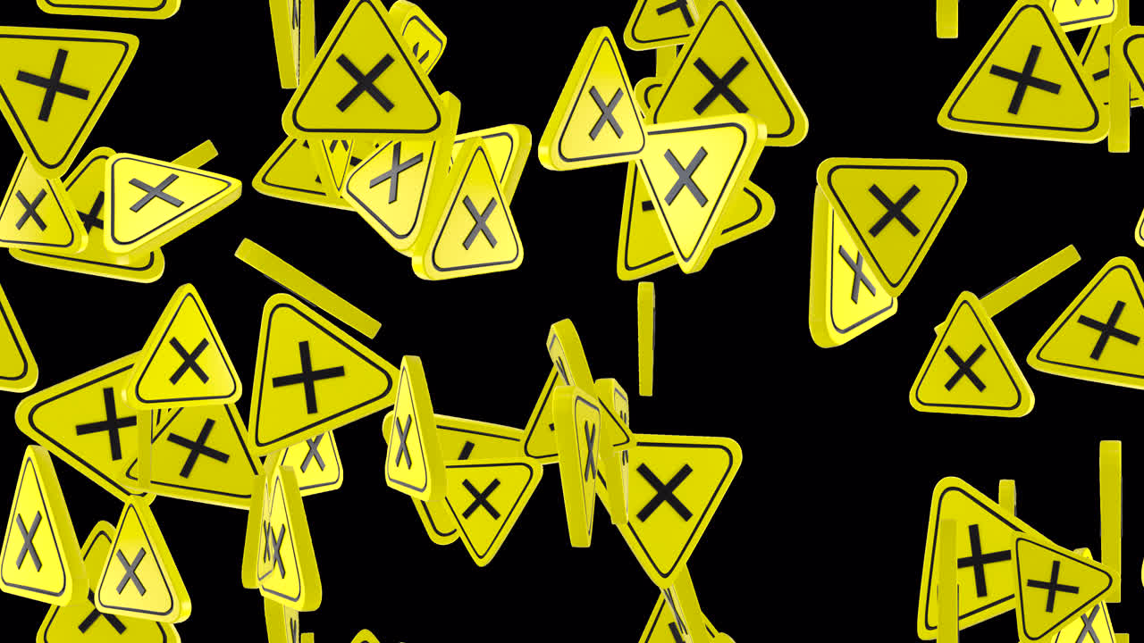 알파 회전과 함께 경고 표시 크로스 루프 타일