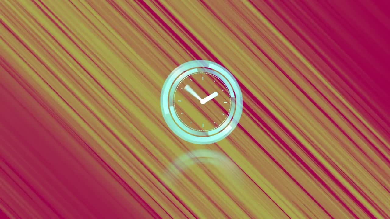 Animation of clock on dark stripes background