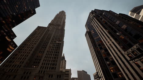 looking up manhattan skyscrappers with skies