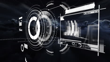 Animation-of-scopes-scanning-and-data-processing-over-black-background