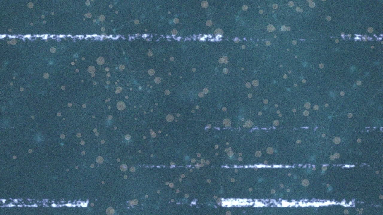 animación de interferencia y red de conexiones con iconos sobre fondo negro